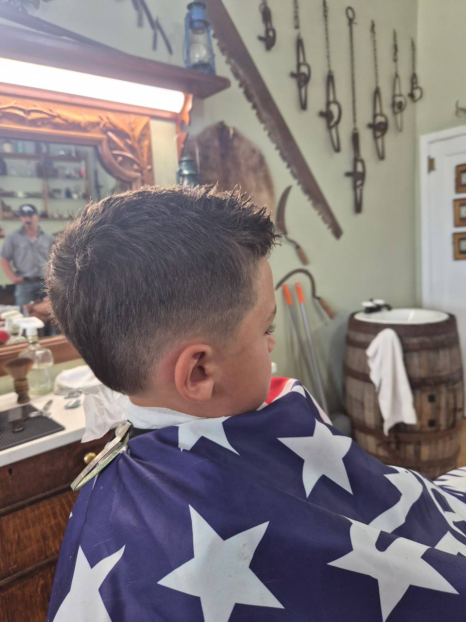 Side profile of young client after haircut